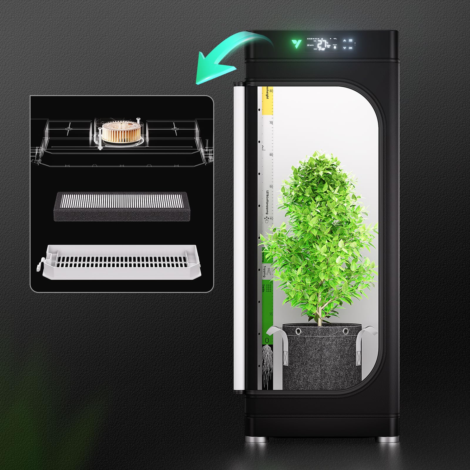 VIVOSUN OdorShield Ersatzfilter für VGrow Smart Grow Box Aktivkohle Geruchsfilter für Indoor Grow 2er-Pack