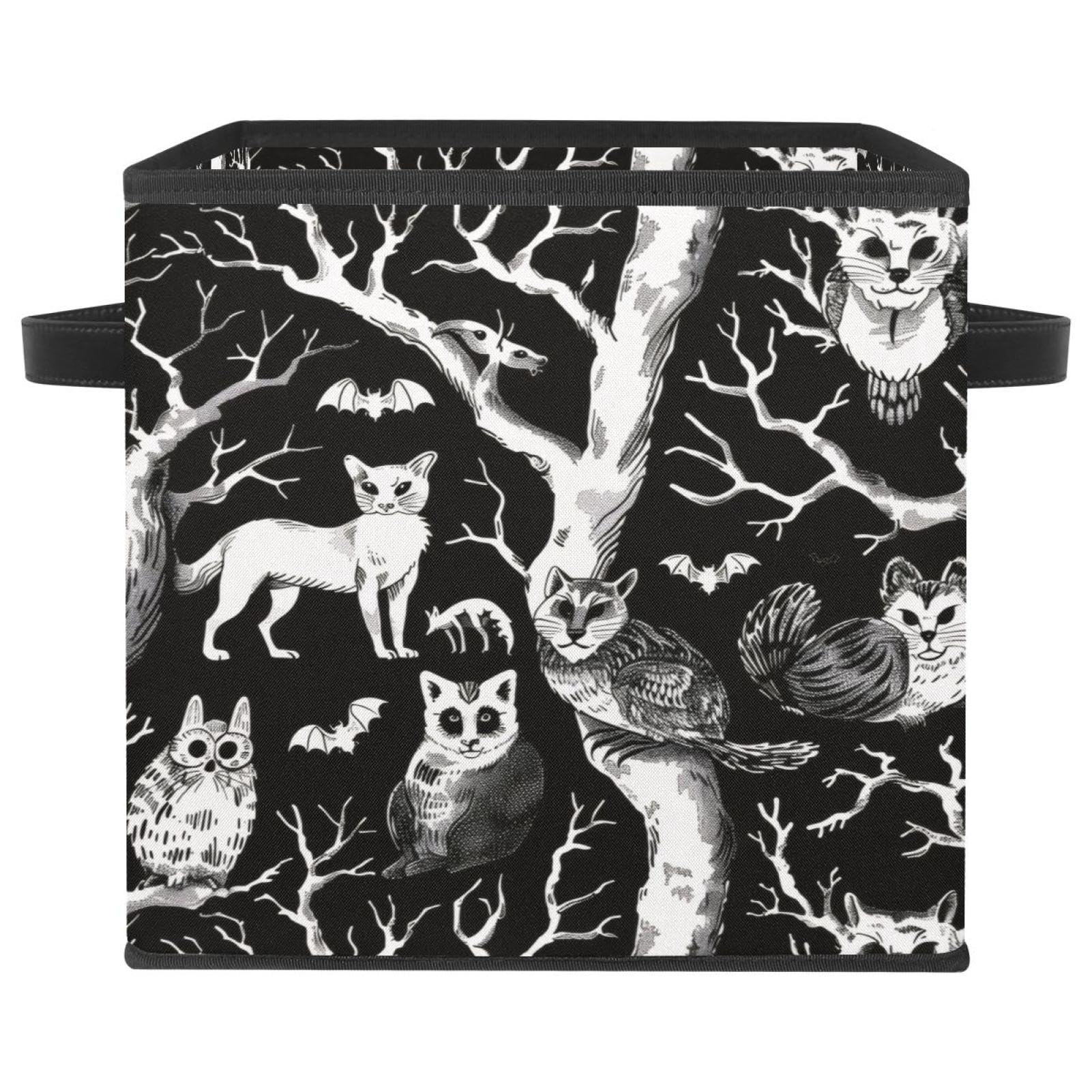 Boîte de rangement Halloween animaux en tissu Oxford cube pliable pour vêtements