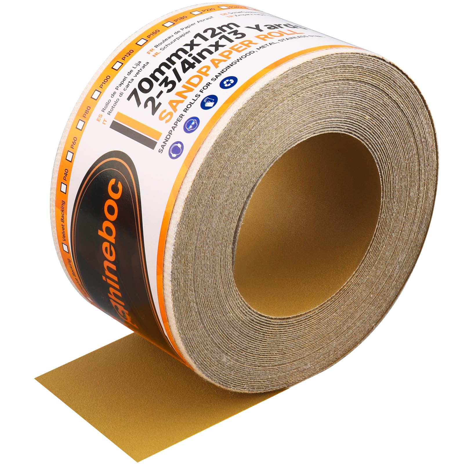 Shineboc Körnung 220 Netz Schleifpapier Rolle Klett, 70 mm x 12 m, Kollokation mit 70mm Breites Handschleifer, Schleifgitter für Holz, Metall, Wand