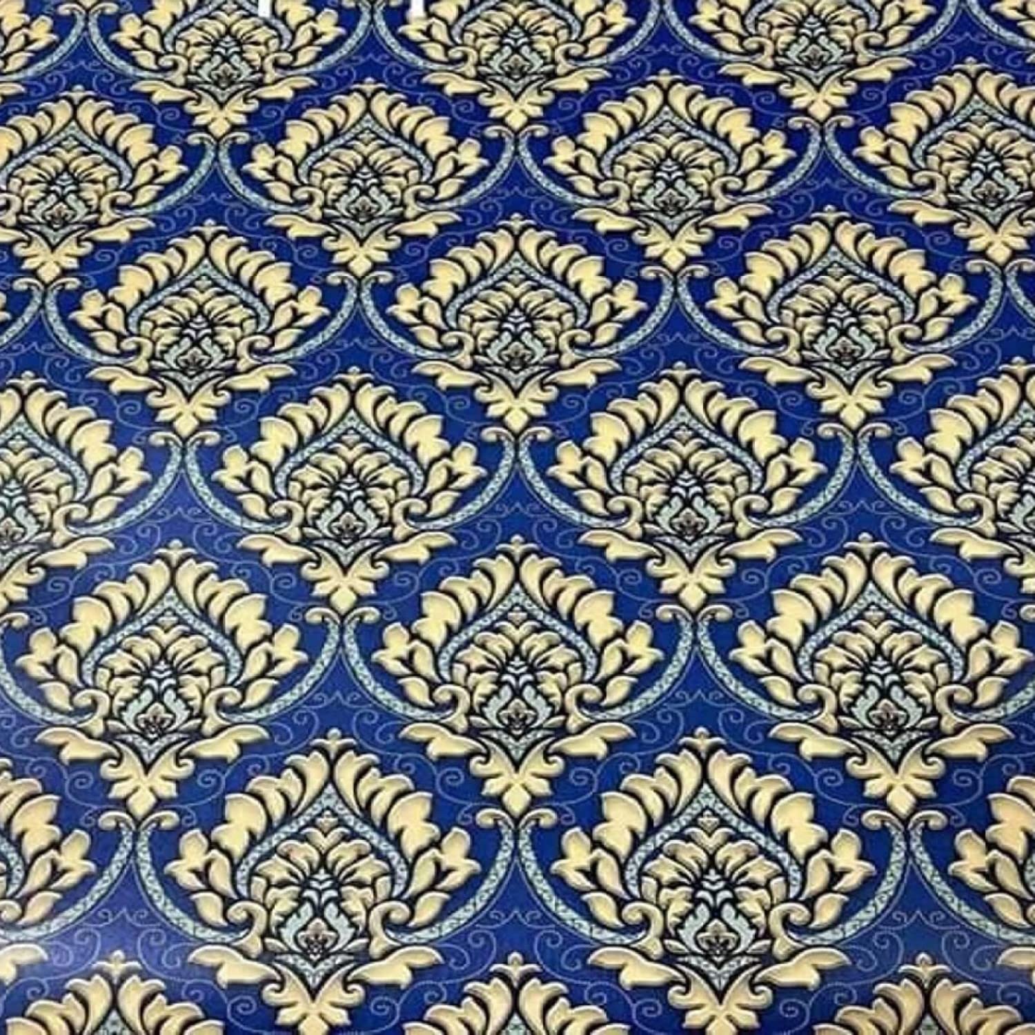 JAAMSO ROYALS Dark Blue Damask Hall Wallpaper for Walls, Wallpaper for Office Wall, Wallpaper for tv Unit Background, diwar Wallpaper, House Wallpaper (100 CM X 45 CM) (B09FGLTPLP) Amazon Price History, Amazon Price Tracker