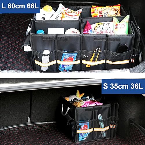 Miniatura 6 de Organizador plegable para maletero de automóvil con tiras reflectantes, tela Oxford 1680D duradera, contenedor de almacenamiento de gran capacidad