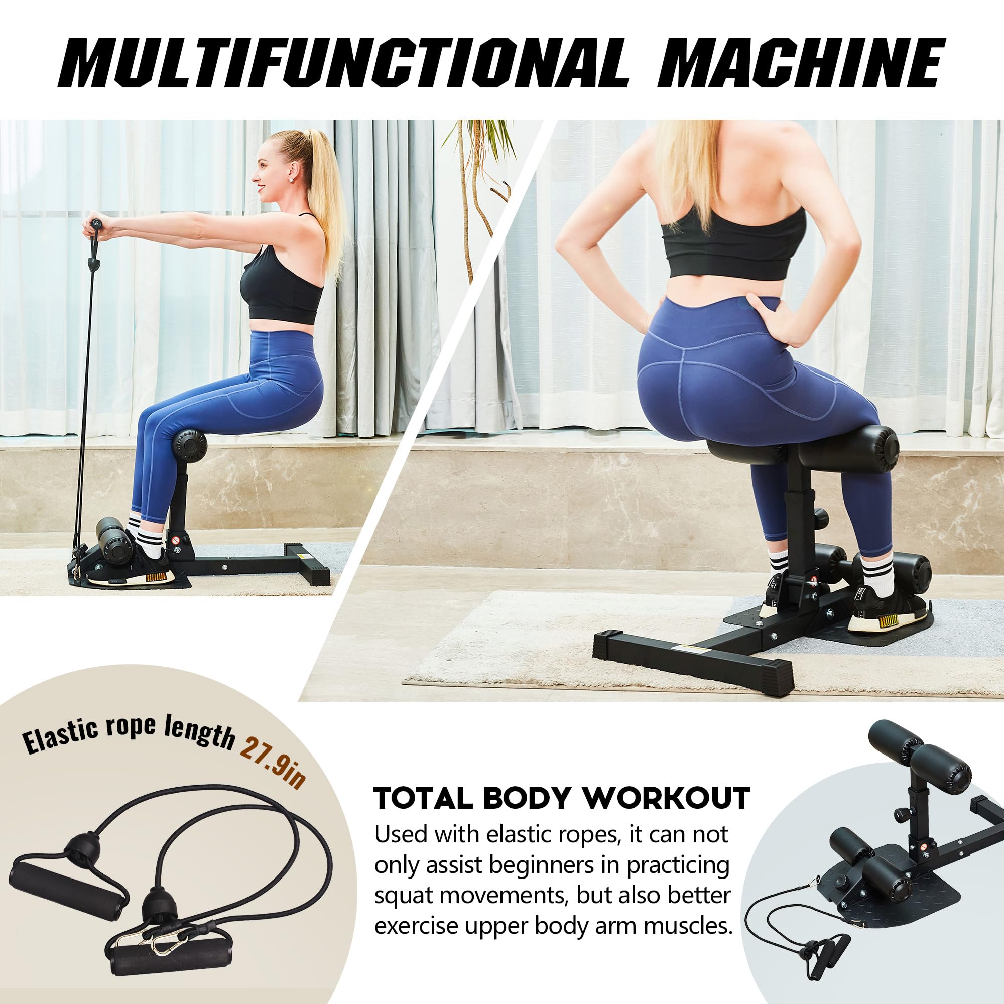 leikefitness Deep Sissy Squat Bench Core Training Multifuncional Entrenador de Piernas para el Hogar Gimnasio
