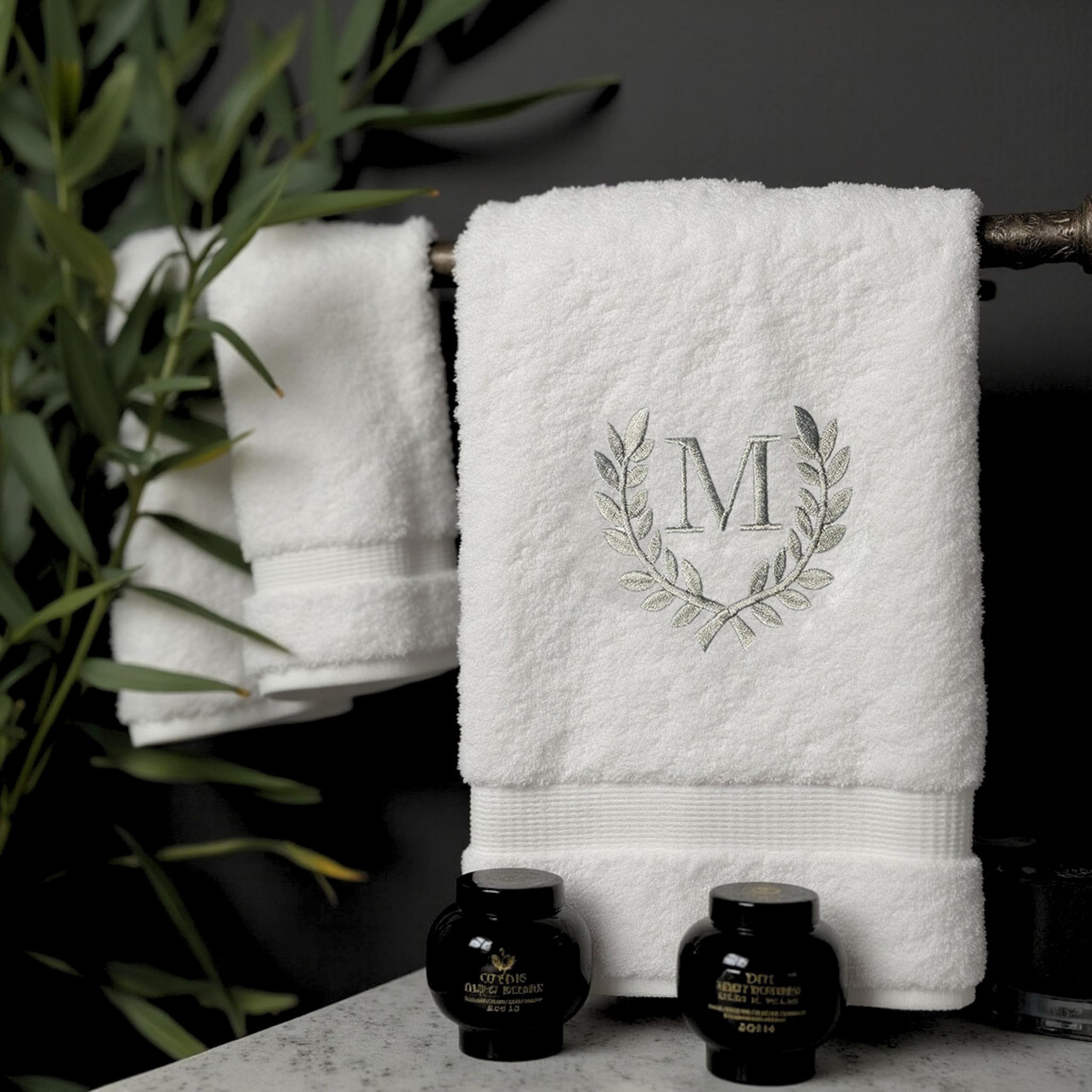 Toallas de Mano Decorativas y con Monograma para baño, Cocina, Maquillaje, Regalo Personalizado para Boda-Novia, Toalla turca de Lujo Personalizada con Fuente Romana, colección de SPA, de Gran tamaño