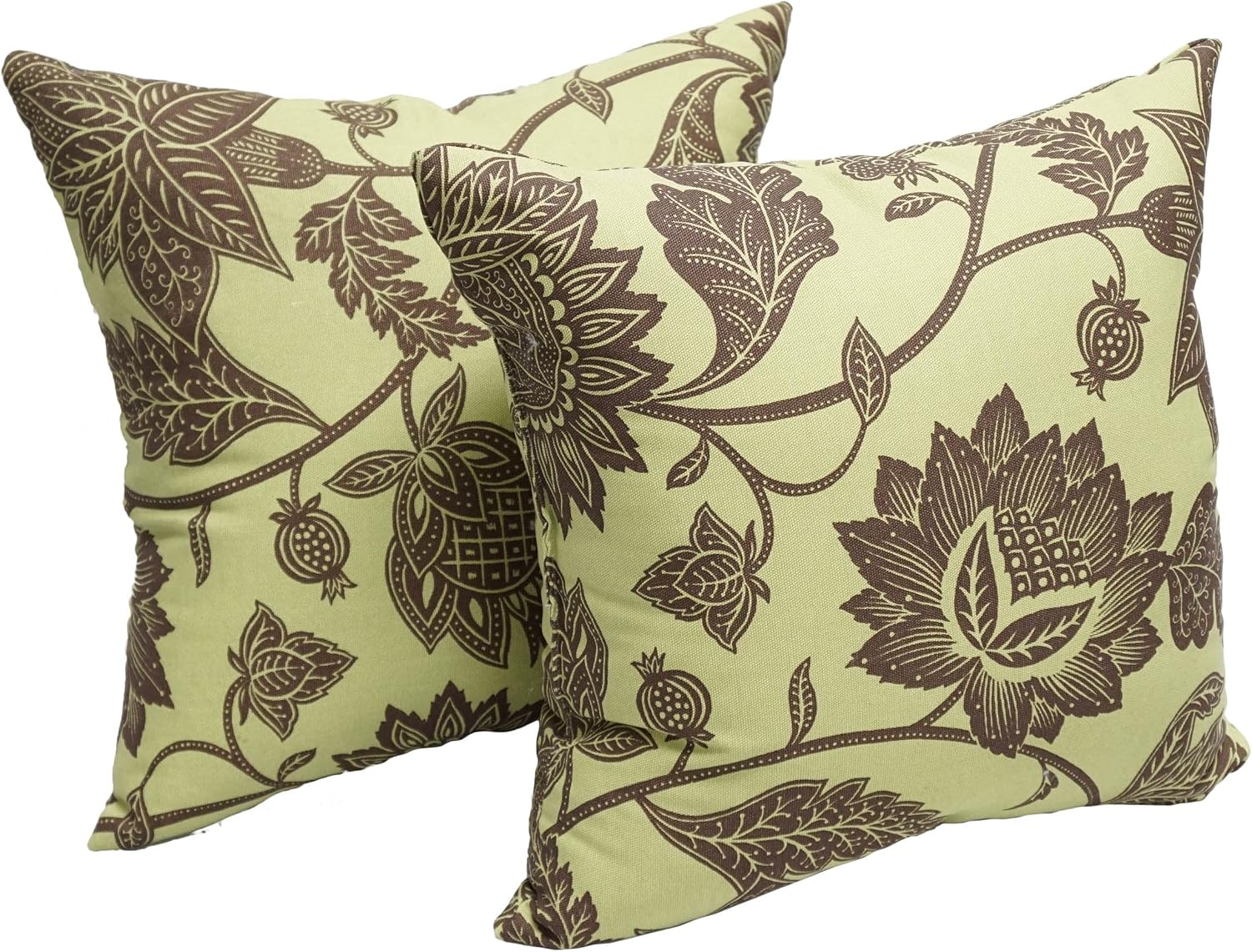 Blazing Needles Outdoor Floral Throw Pillow, 17", Fairmont Lime 2 Count