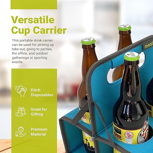Miniatura 6 de meori Portabebidas reutilizable para 4 tazas, portador de tazas para llevar, plegable, portador de café con asa para vino, cócteles, organizador