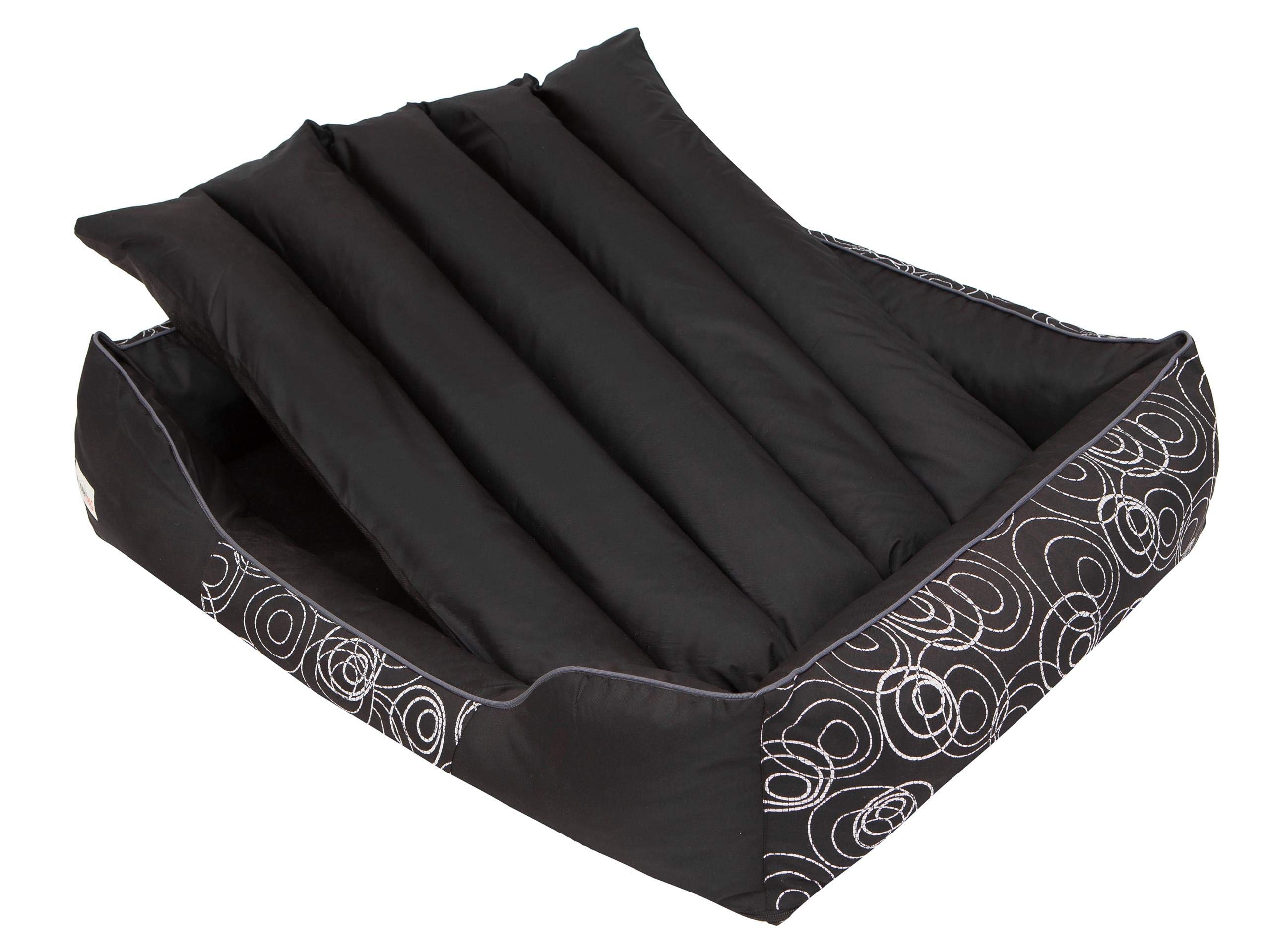 Cama Perro - Cuna para Perros para Dormir, con Funda de Cordura Extraíble (Lavable a 30°) - para Perros Pequeños y Grandes - Sofa para Perros - 85 x 65 cm - Negro con Anillos