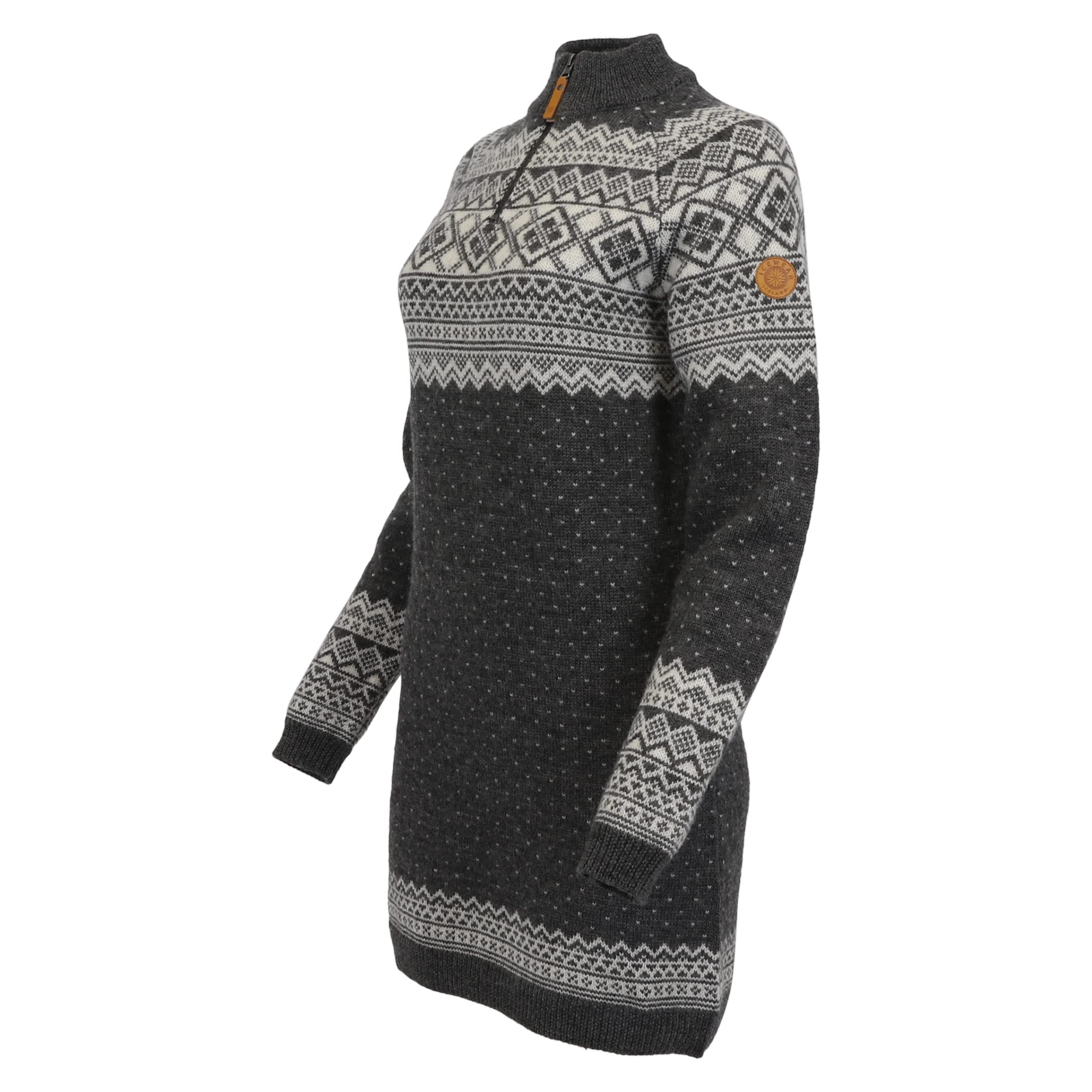 ICEWEAR Alexandra Damenlongpullover aus mittelschwerer Merinowolle mit Halbreißverschluss