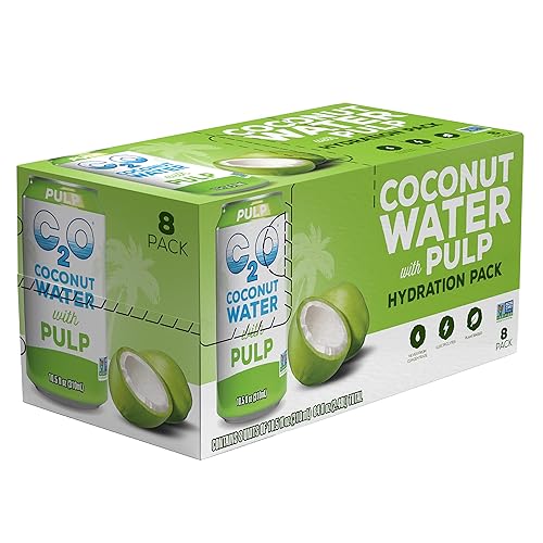 Miniatura 6 de C2O Agua de coco original con pulpa, hidratación a base de plantas, sin OMG, electrolitos esenciales, 10.5 onzas líquidas (3 paquetes de 8, 24 latas