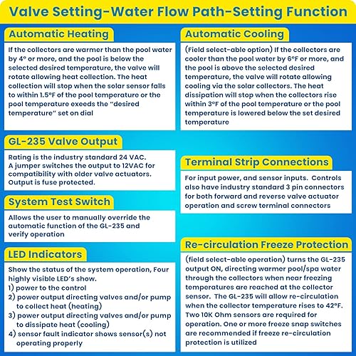 Miniatura 5 de Reemplazo para Hayward Goldline GL-235 AquaSolar - Controlador solar de temperatura diferencial para piscina, spa y jacuzzi, salida de 1224 VCA y