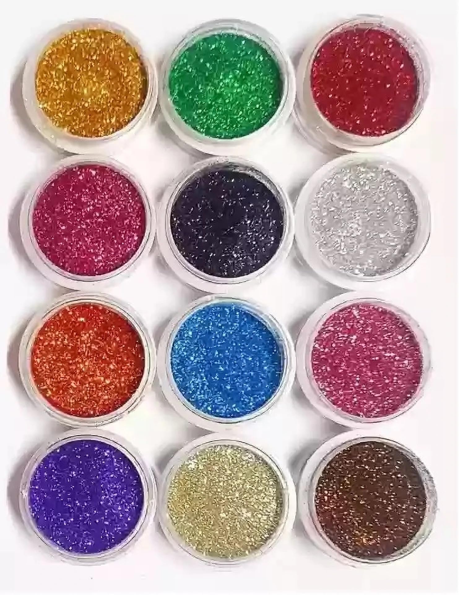 12 Colors Multipurpose Chunky Glitter Set for Face, Body, Hair, and Nails - Sparkling Cosmetic Grade Glitters for Makeup, DIY Crafts, Festival & Party Shine (Pack of 12 Pots)-image-16