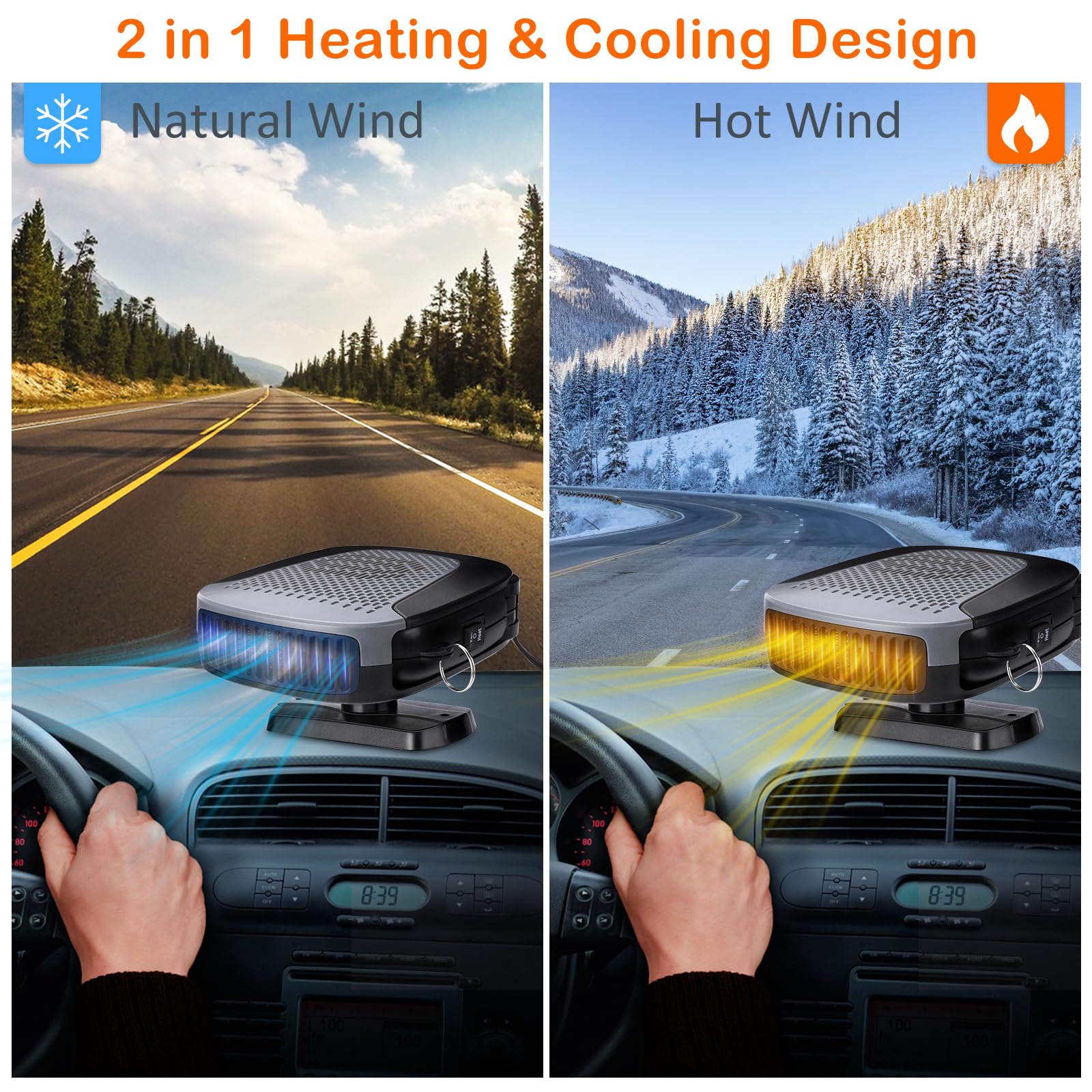 Snorthy Chauffage De Voiture 12V Chauffage Pour Voiture 2