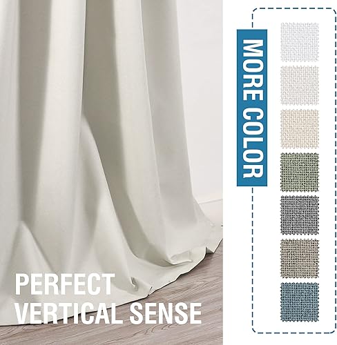 Miniatura 8 de H.VERSAILTEX Cortinas térmicas 100% opacas con aspecto de lino, cortinas térmicas para sala de estar, cortinas de arpillera texturizadas con ojales