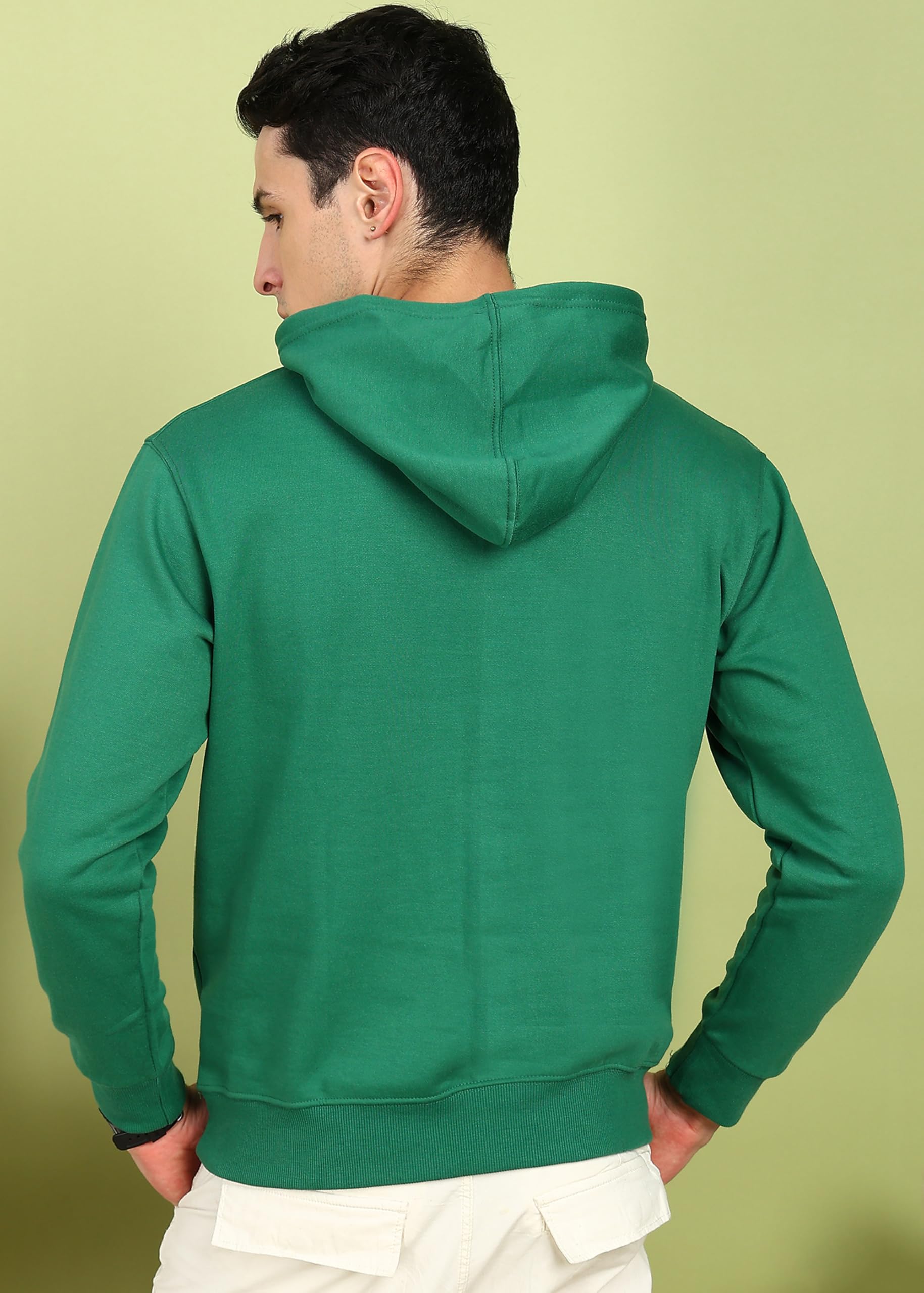 Alan Jones Clothing Men’s Solid Hooded Sweatshirt | Drawstring Hood, Kangaroo Pocket, Ribbed Hem | Regular Fit | Sizes S–5XL | Multiple Colors (Sports Green_XL) 3
