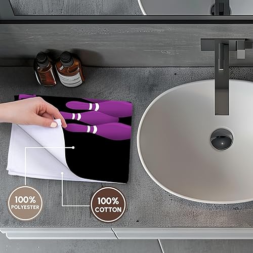 Miniatura 3 de 3dRose Bowling Queen con fondo morado para niñas toallas twl-256778-3