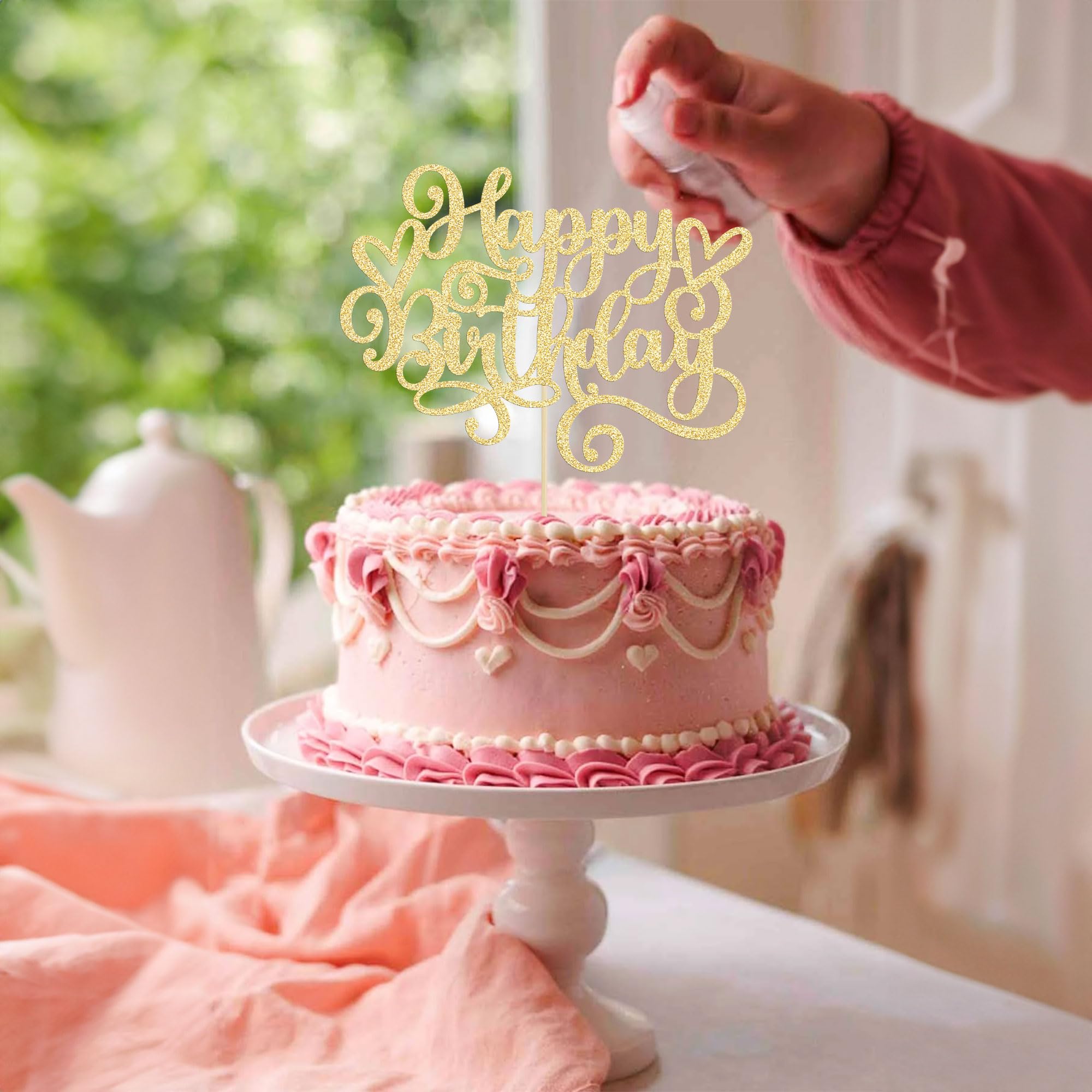 Happy Birthday Cake Topper Glitter – Tortenaufsatz 15x21,5 Cm, Gold, Nicht Essbar