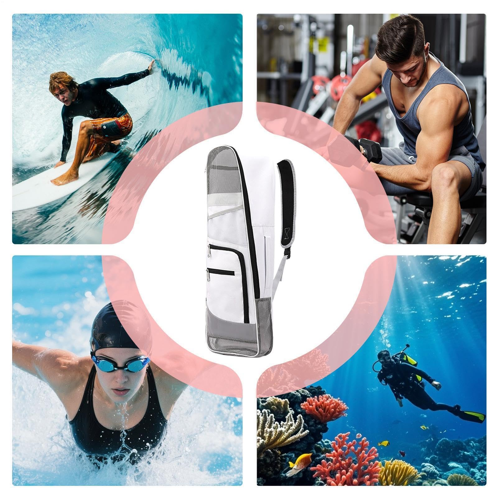 Schwimmtasche für Schwimmer - Atmungsaktive große leichte Tasche | Schnorchel- & Tauchausrüstung | Für erwachsene Taucher, Einsteiger, am, beim Schnorcheln, Tauchen,
