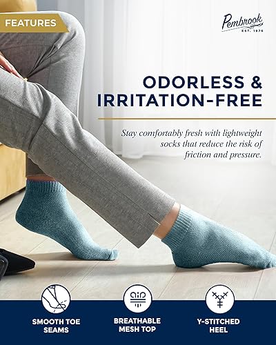 Miniatura 3 de Pembrook Calcetines tobilleros para diabéticos para hombres y mujeres, 6 pares de calcetines de corte bajo sin costuras para diabéticos para mujer