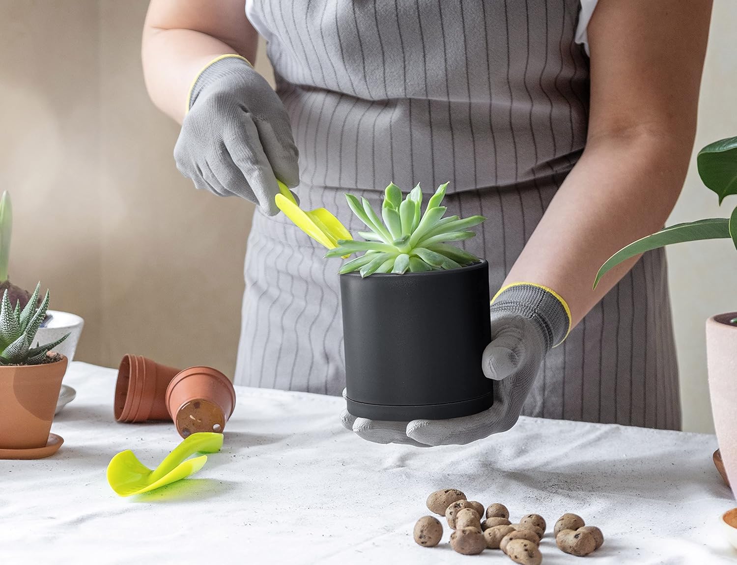 D'vine Dev Pack of 20 Plastic Plant Pots (4 Set of 2 Inch, 2.5 Inch, 3 Inch, 3.5 Inch, 4 Inch) Small Garden Planter Pots for Plant with Drainage Holes and Saucers, Black, 74-U-B - Image 3