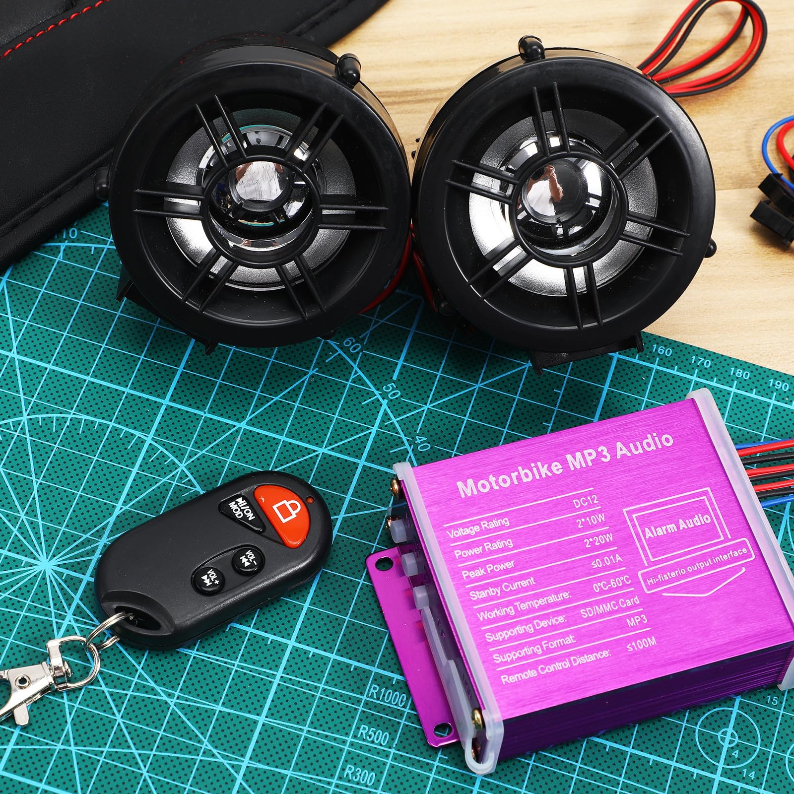 Sistema de Audio para Motocicleta Altavoces y Radio Integrados, Compatible Conexión Telefónica para Viajes en Moto