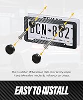 Vista 5 de Paquete de 2 marcos de matrícula de fibra de carbono, marcos de matrícula de plástico impermeables con sujetadores y tornillos, cubierta de etiqueta