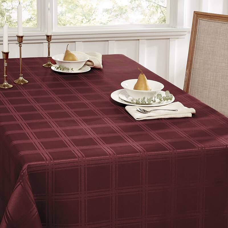 burgundy damask tablecloth