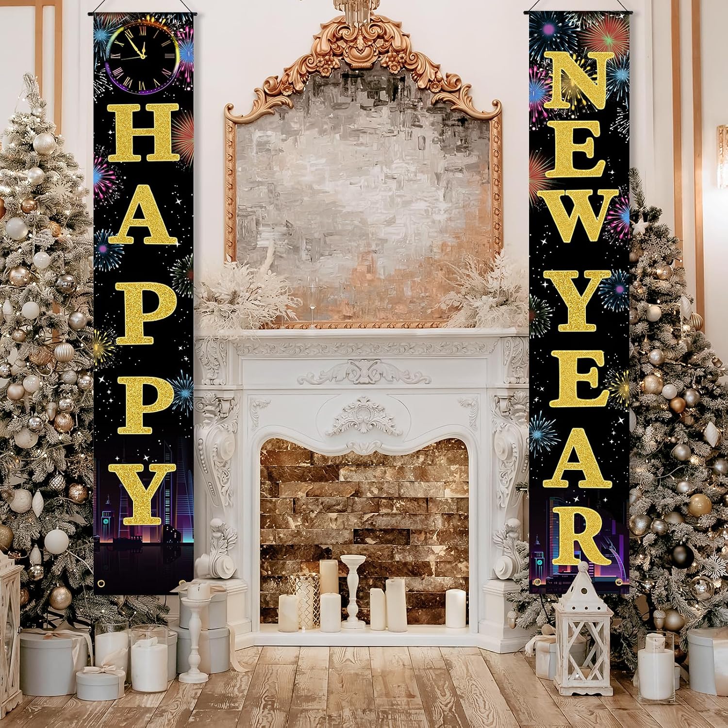 Happy New Year Door Banner Porch Signs Welcome Banner for Home Holiday Winter 2025 New Year Eve Party Supplies Backdrop Hanging Decor Yard Sign for Front Door Wall Cover Party Supplies Outdoor Indoor image 4