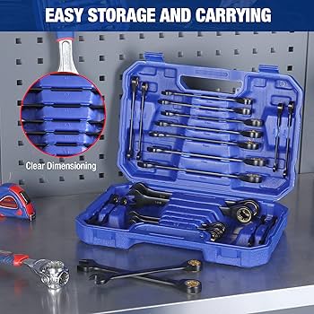 WORKPRO 22-Piece Ratcheting Wrench Set, Anti-slip Teeth