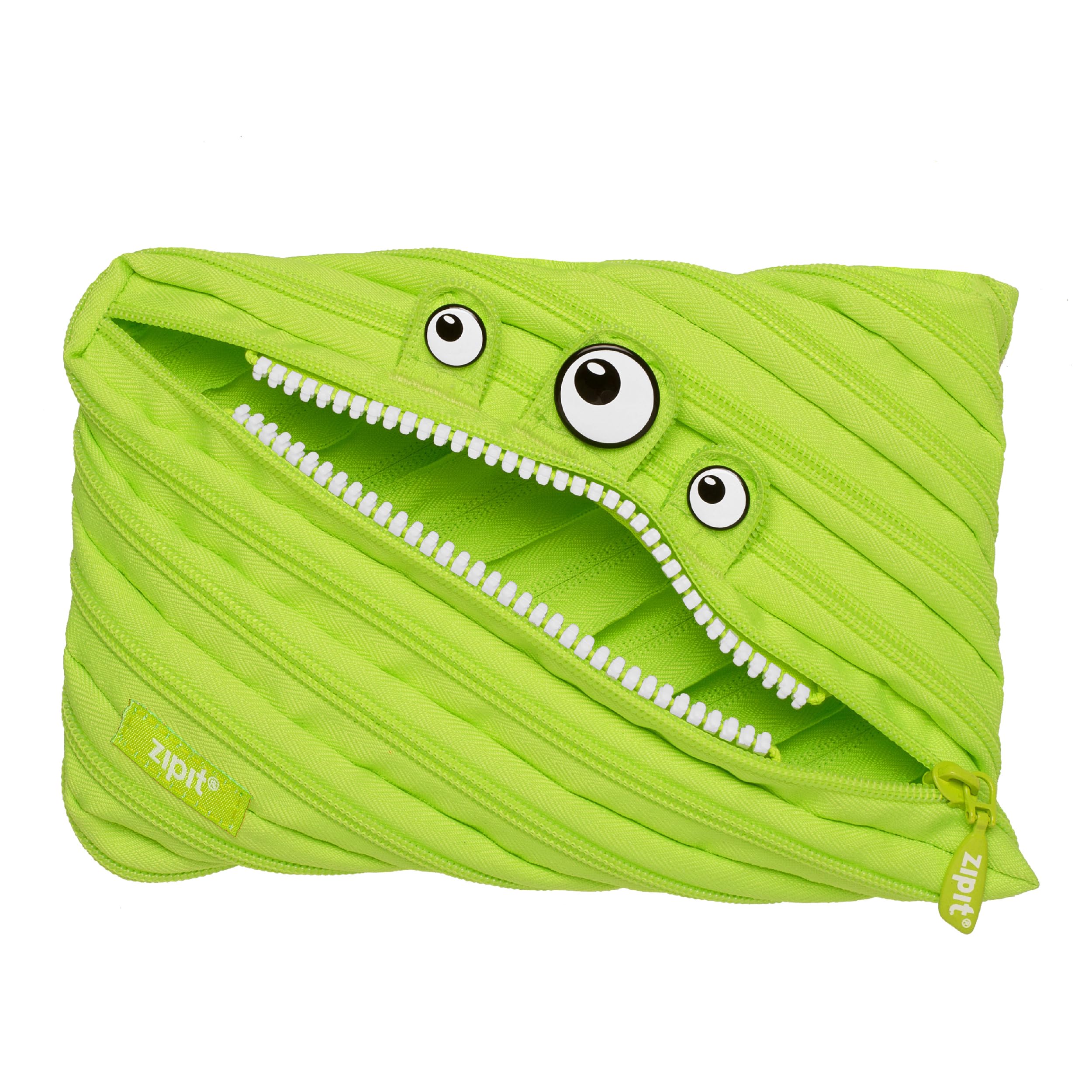 ZIPIT Monster Large Pencil Case for Boys, Cute Zipper Pouch for Kids Girls and Teens, Stationery Bag for School ,Lime Green