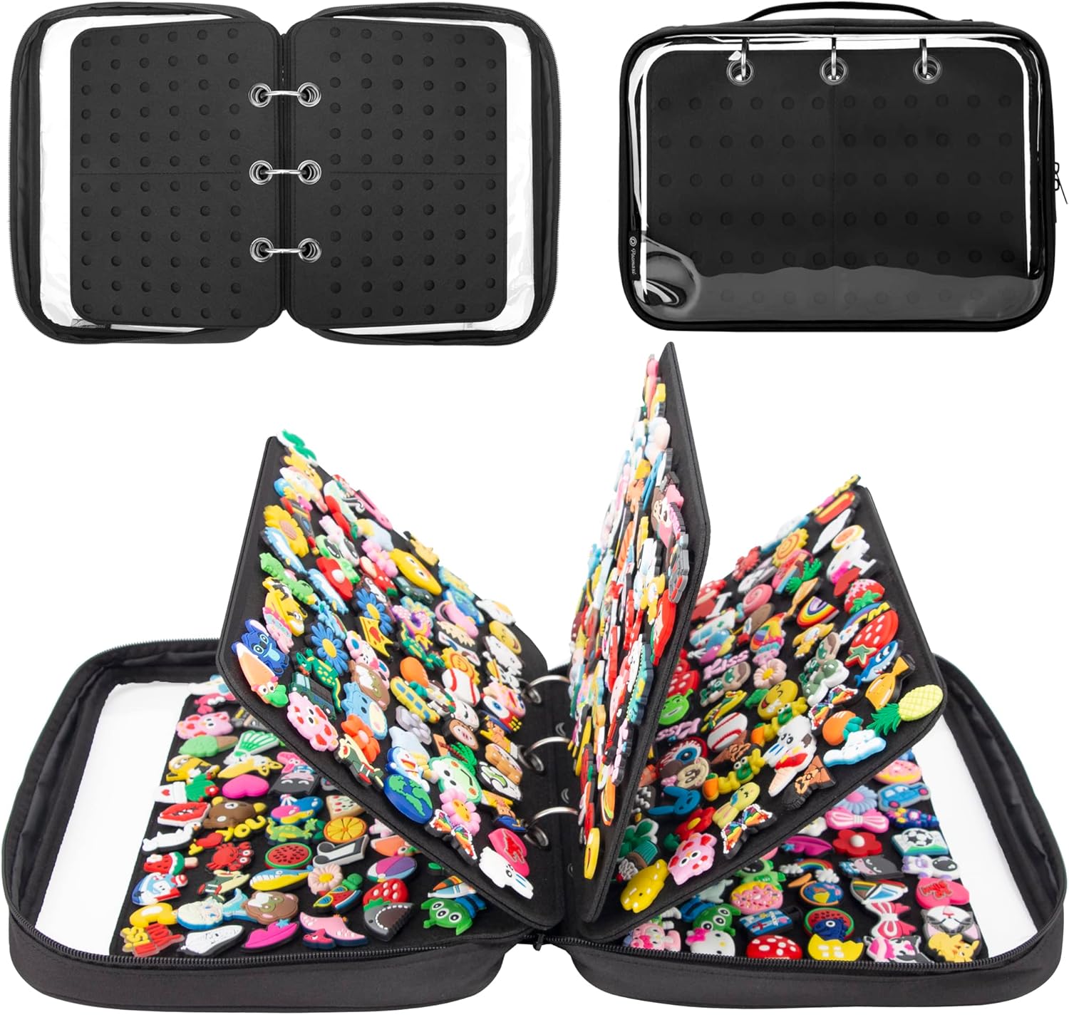 PACMAXI シューズチャームオーガナイザー クロコチャームディスプレイホルダー 5ページ付き ポータブル旅行用収納バッグ シュー