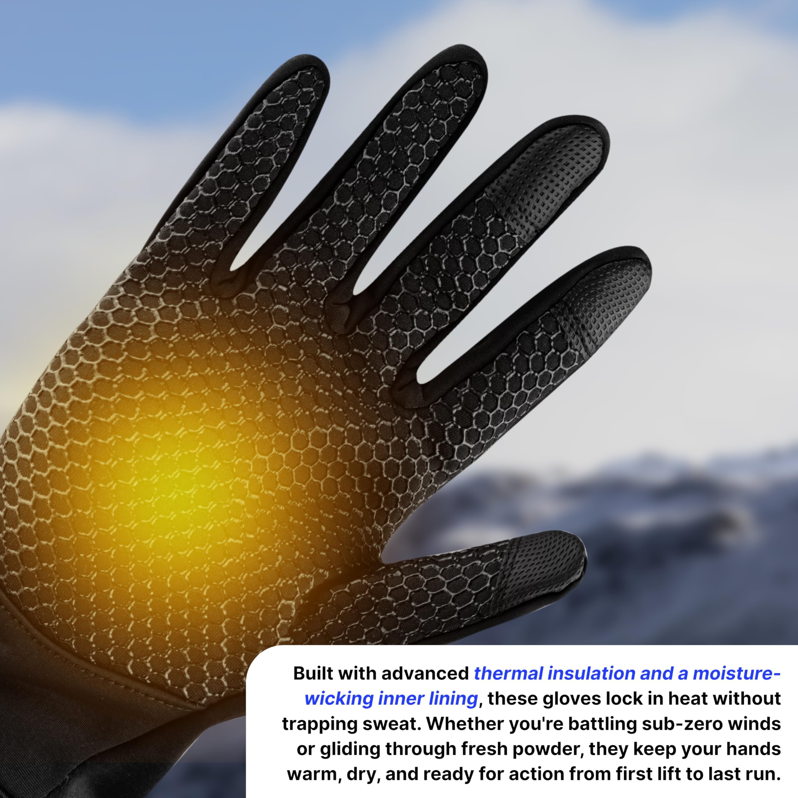 BADOWL Storm Safe Winter Gloves for Men & Women with Superior Grip | Thermal Insulation | Lightweight Build | Snow & Water Resistance | Cold Weather Riding Gloves 2