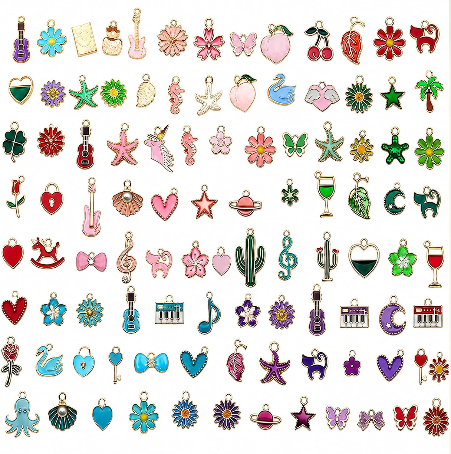 Pack of 100 Mixed Charms for Necklaces