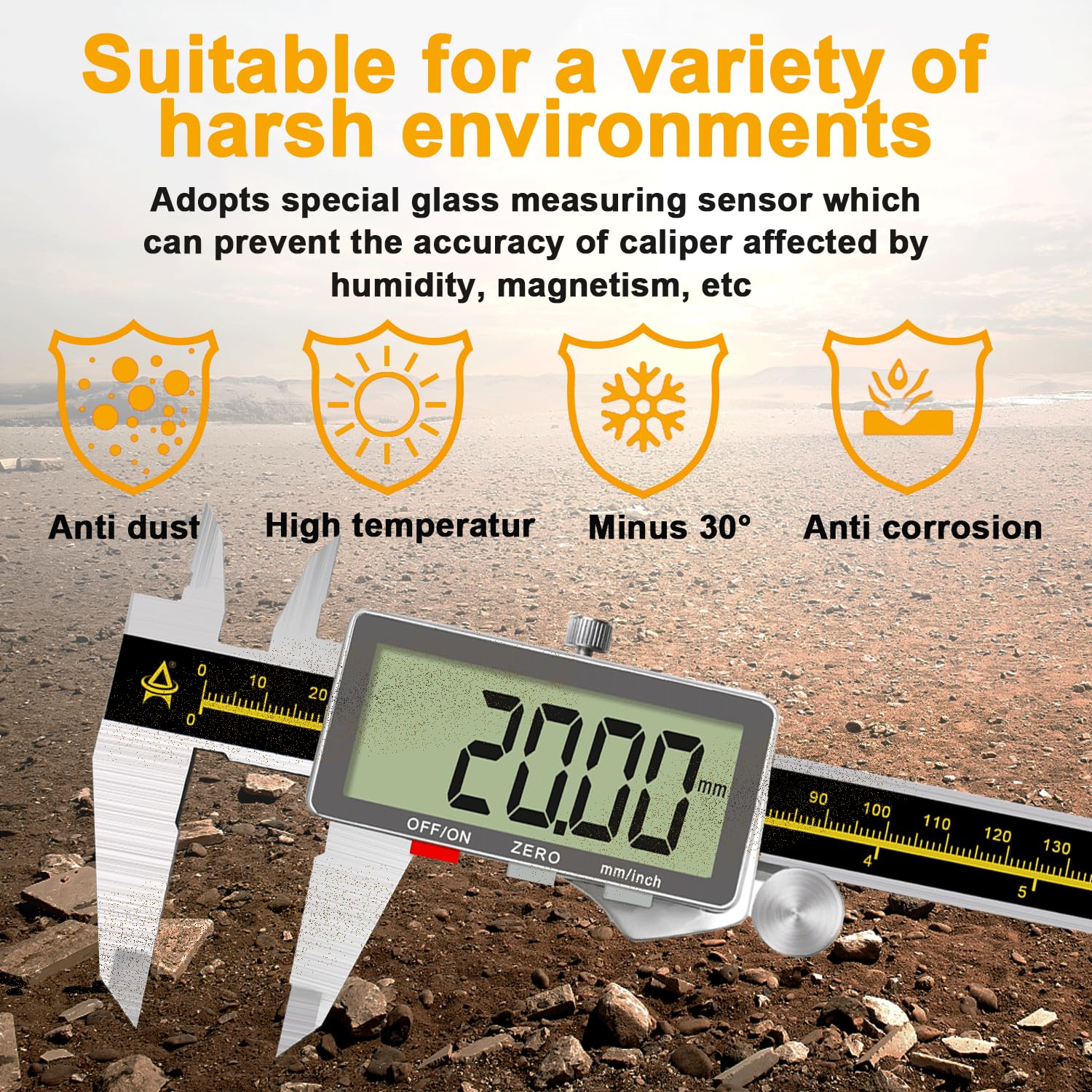 Calibro Digitale,Calibri in Acciaio Inox da 150mm con Display LCD e Batteria di Backup,Auto-Off,Calibro Elettronico Digitale Professionale per Misurzione Esterne,Interne,di Profondità e Passo