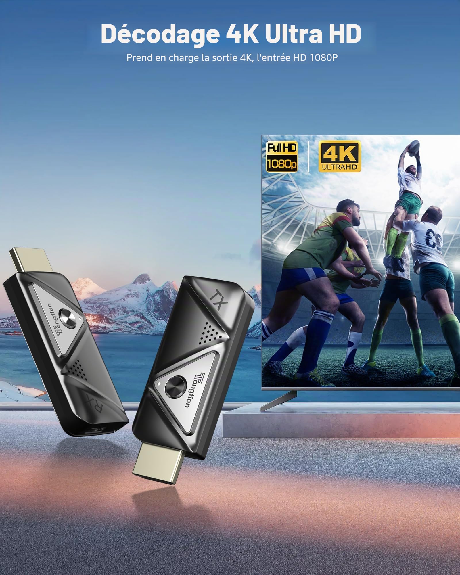 Émetteur et récepteur HDMI sans Fil 1080P@60Hz Extendeur HDMI Double Bande 2.4G/5G, Plug&Play, 30m Portée, Streaming vidéo et Audio pour Moniteur d'ordinateur Portable, PC, TV Box, projecteur HDTV
