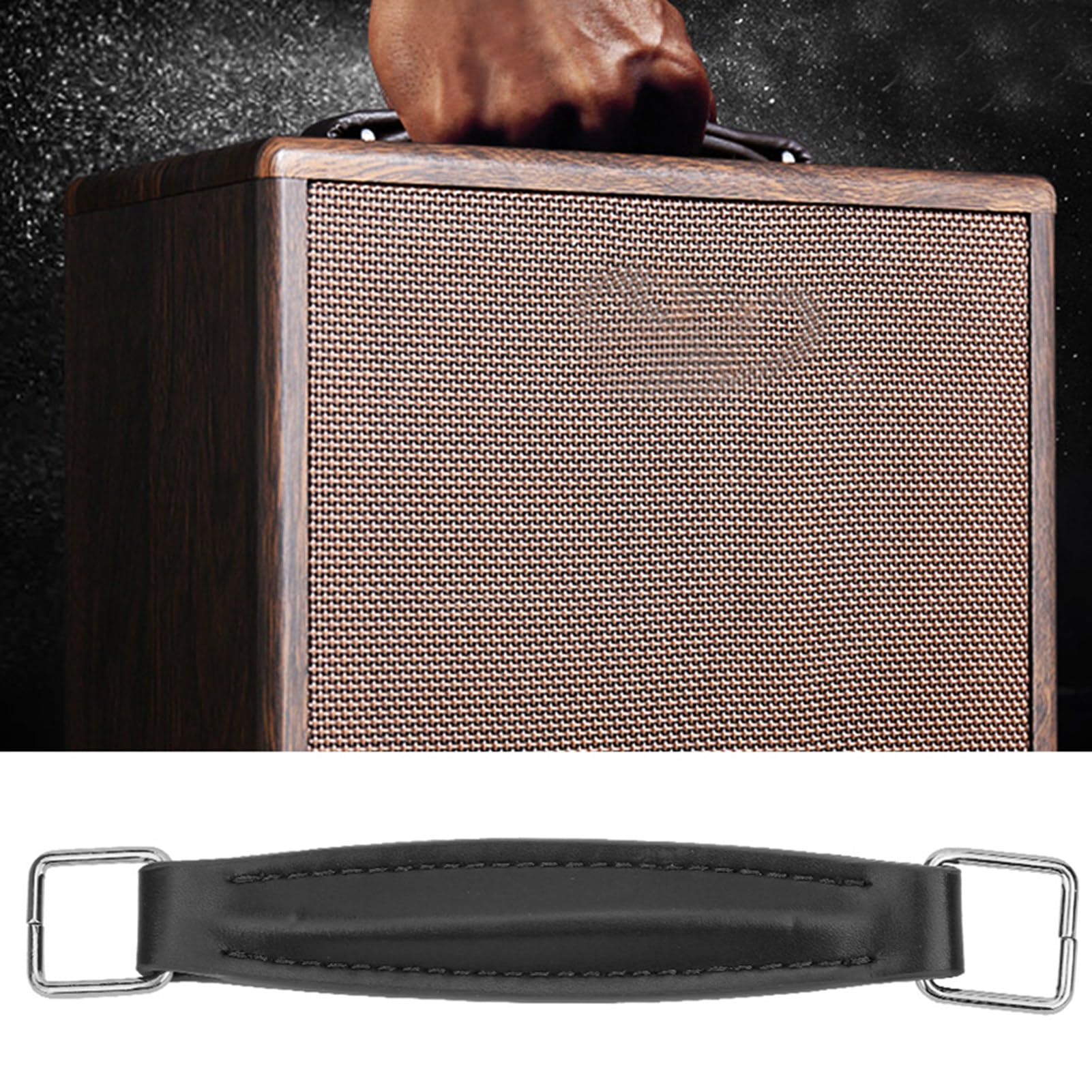 Poignée de Haut parleur de Guitare en cuir PU,Poignée D'amplificateur de Renforcement en Acier Interne pour Haut parleur de Guitare(Noir),Conférencier, autre