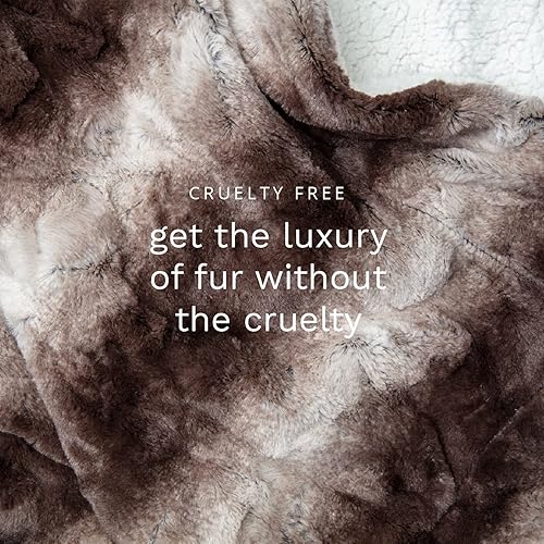 Miniatura 7 de ViscoSoft - Manta de piel sintética reversible Sherpa, de doble cara con piel sintética de lujo y felpa Sherpa