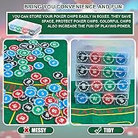 Vista 4 de Lewtemi Juego de fichas de póquer con denominaciones, contadores de plástico, fichas de casino con soporte de póquer, caja de almacenamiento