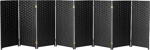 Miniatura 2 de Red Lantern Pantalla plegable de fibra tejida corta de 3 pies - 8 paneles - Negro
