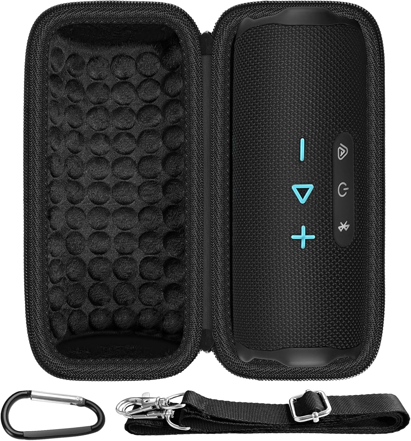 Travel Case for JBL Flip 7/Flip 6/5 Bluetooth Speaker, Custom-Fit Shockproof Protective Bag, Anti-Roll Groove, Water-Resistant with Detachable Shoulder Strap & Carabiner (Case Only)