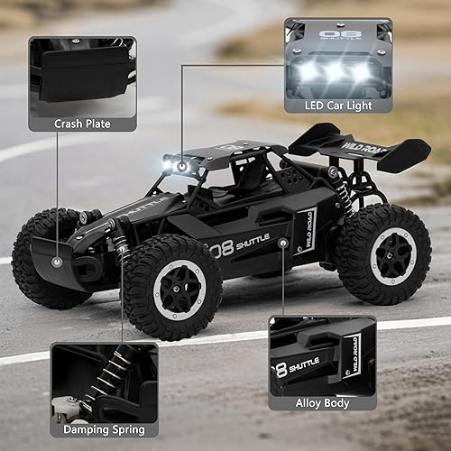 Miniatura 6 de Coche de control remoto RC Cars 116 All Terrain Monster Truck LED, 2WD Off Road Hobby RC 2.4GHz de alta velocidad, 20 Kmh RC Car Juguetes Regalo