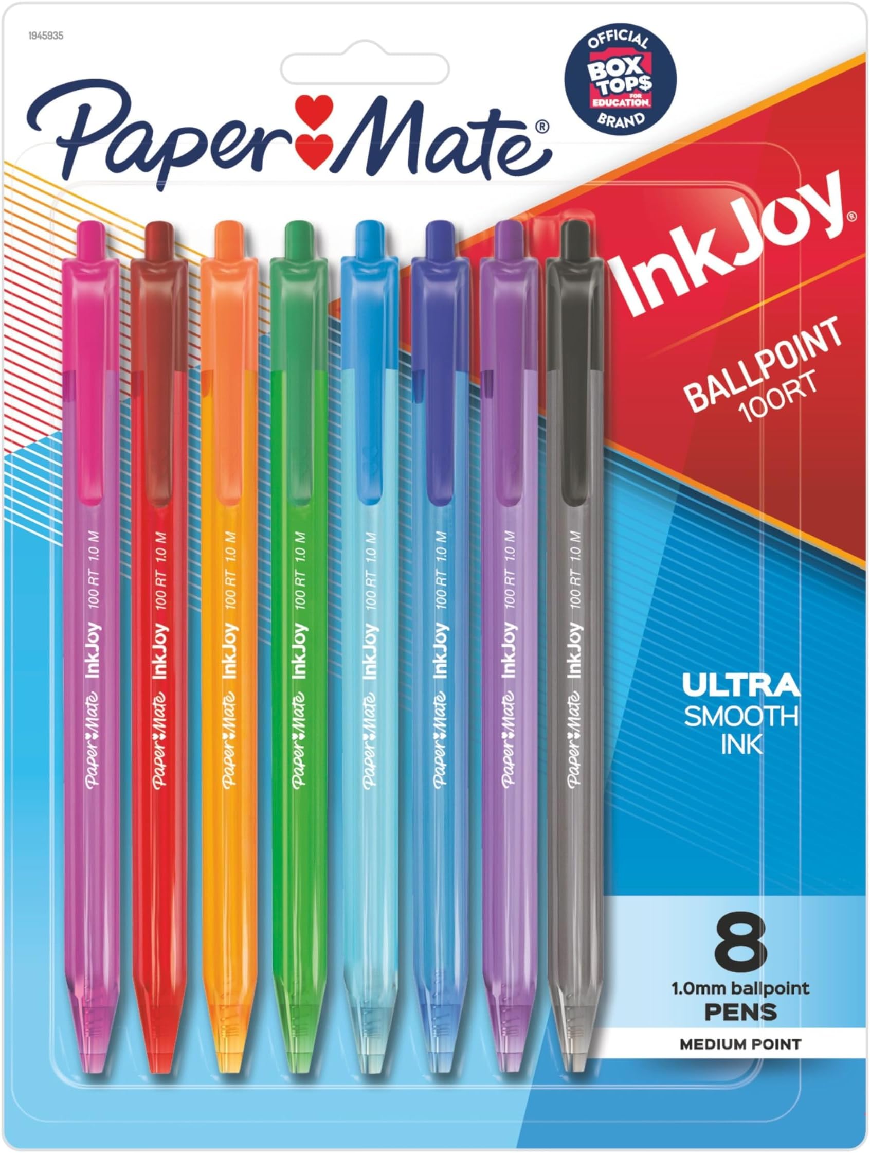 InkJoy 100RT Retractable Ballpoint Pens, Medium Point, Assorted Ink, 8 Pack (1945935)