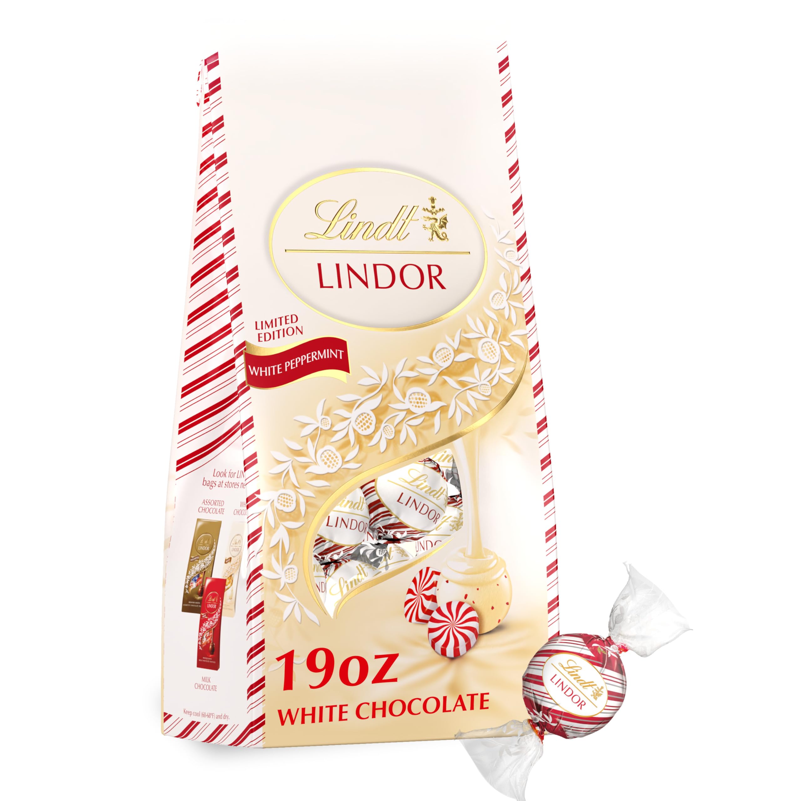 LindtWhite Peppermint Truffles 19 oz Bag