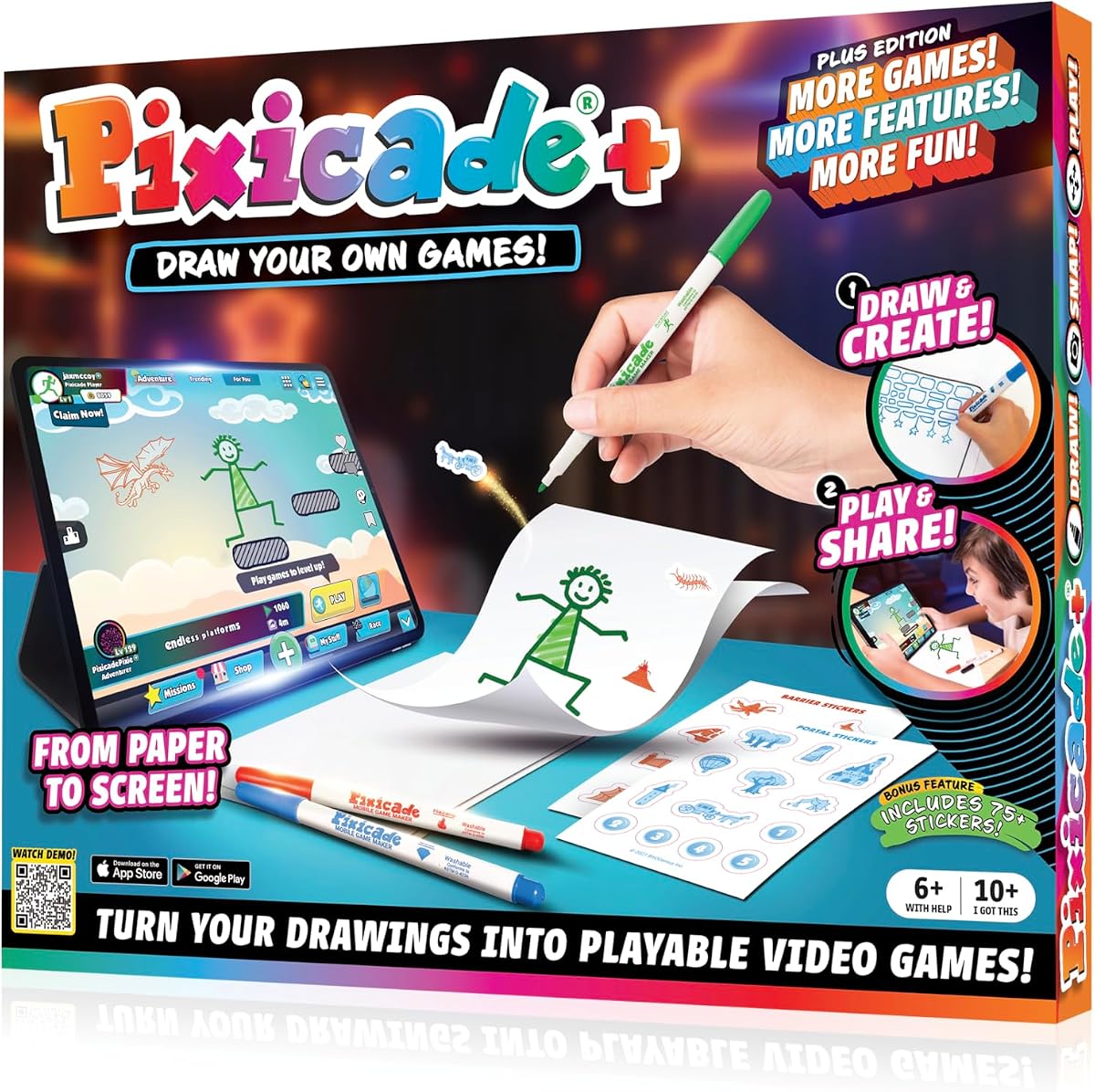 Abacus Brands Pixicade+ - Draw Your Own Video Game Maker, Kids Gift Ages 6+