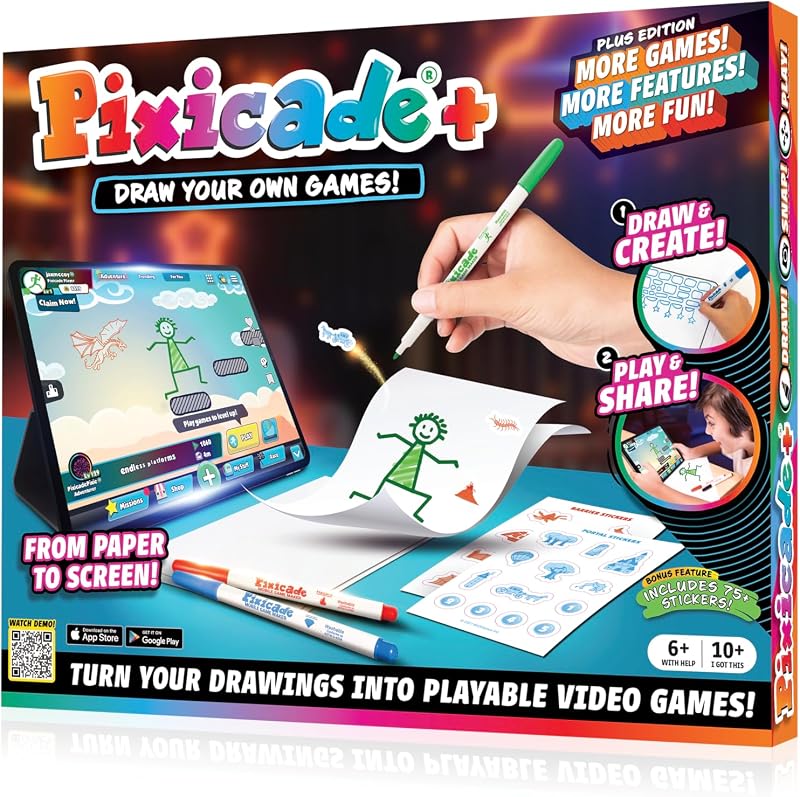 Abacus Brands Pixicade+ - Draw Your Own Video Game Maker, Kids Gift Ages 6+