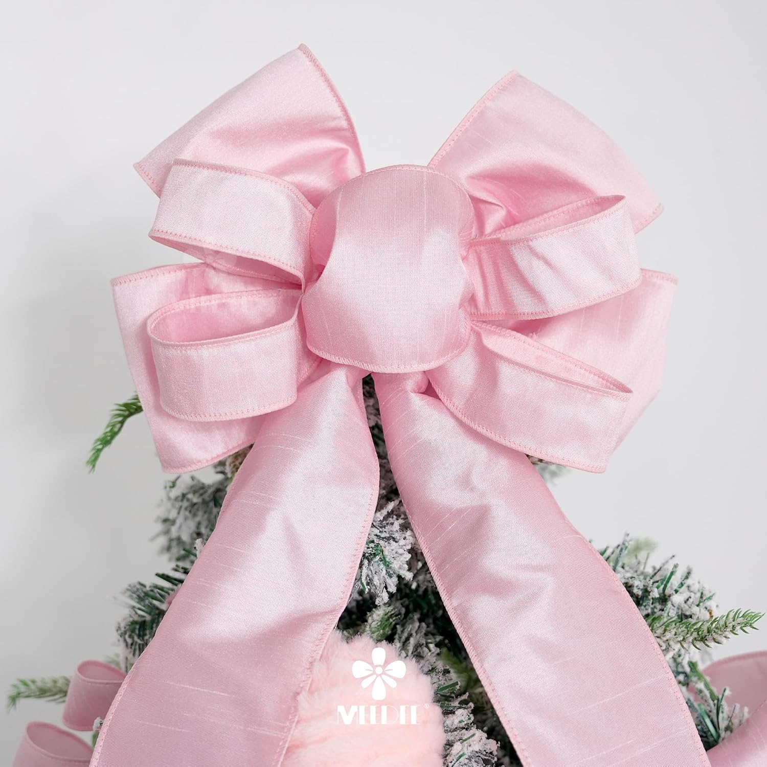 MEEDEE 4 inch Red Dupioni Wired Ribbon with 10 Yards Spool Faux Dupioni Silk Ribbon for Gift Wrapping, Gift Baskets, Christmas Tree, Garland, Wreaths, Accent Bows, DIY Crafts and Party Décor