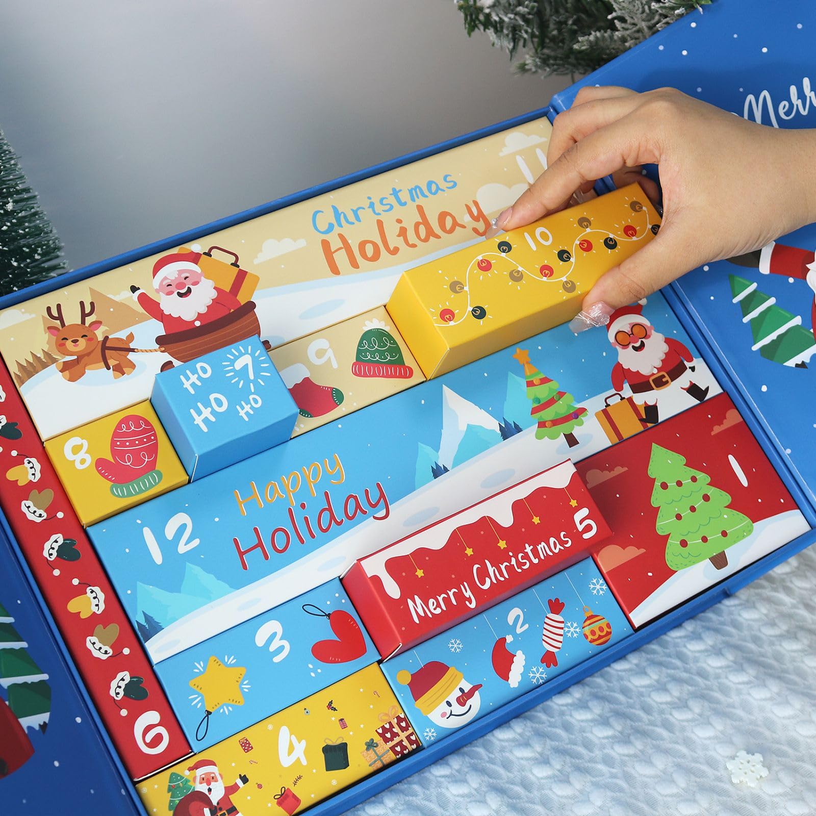 CustmArti DIY Diamond Art Painting Adventskalender Weihnachten 12 Fächer Überraschung Bastelset Kristall Strassstein Bilder Winter Motiv Haus Verzierung Kreativ-E