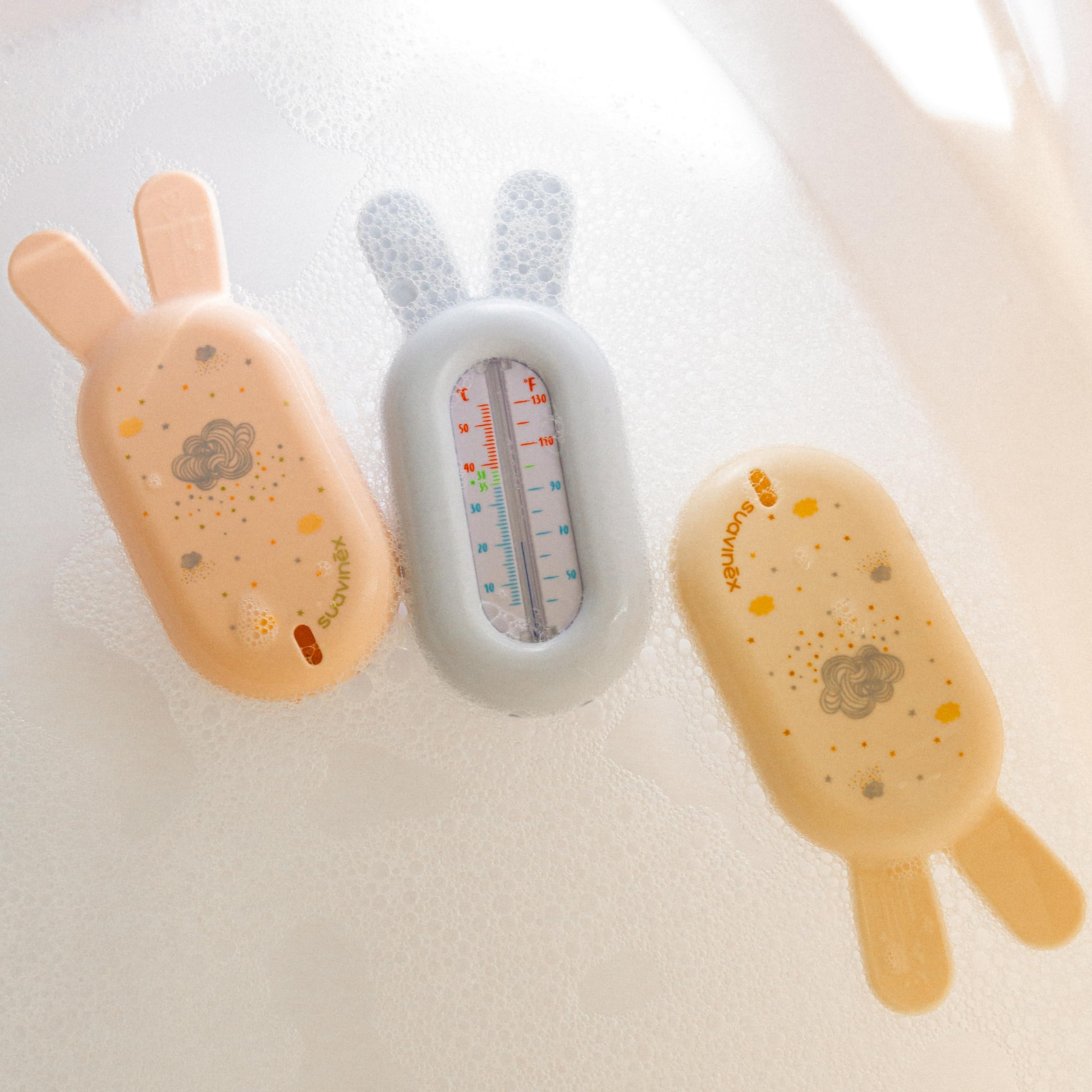 Suavinex, Termometro da bagno per bambini + 0 mesi, termometro per acqua, senza mercurio, preciso e con scala di colori, robusto e facile da difendere, Dreams rosa