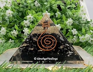 Shungite Orgonite Pyramid with Healing Copper Coil - Orgone Pyramid to Protect Against Negative Energy and EMF Protection