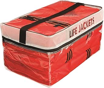 Kent Clear Storage Bag with Type II Life Jackets (Adult, Orange) 4 Pack