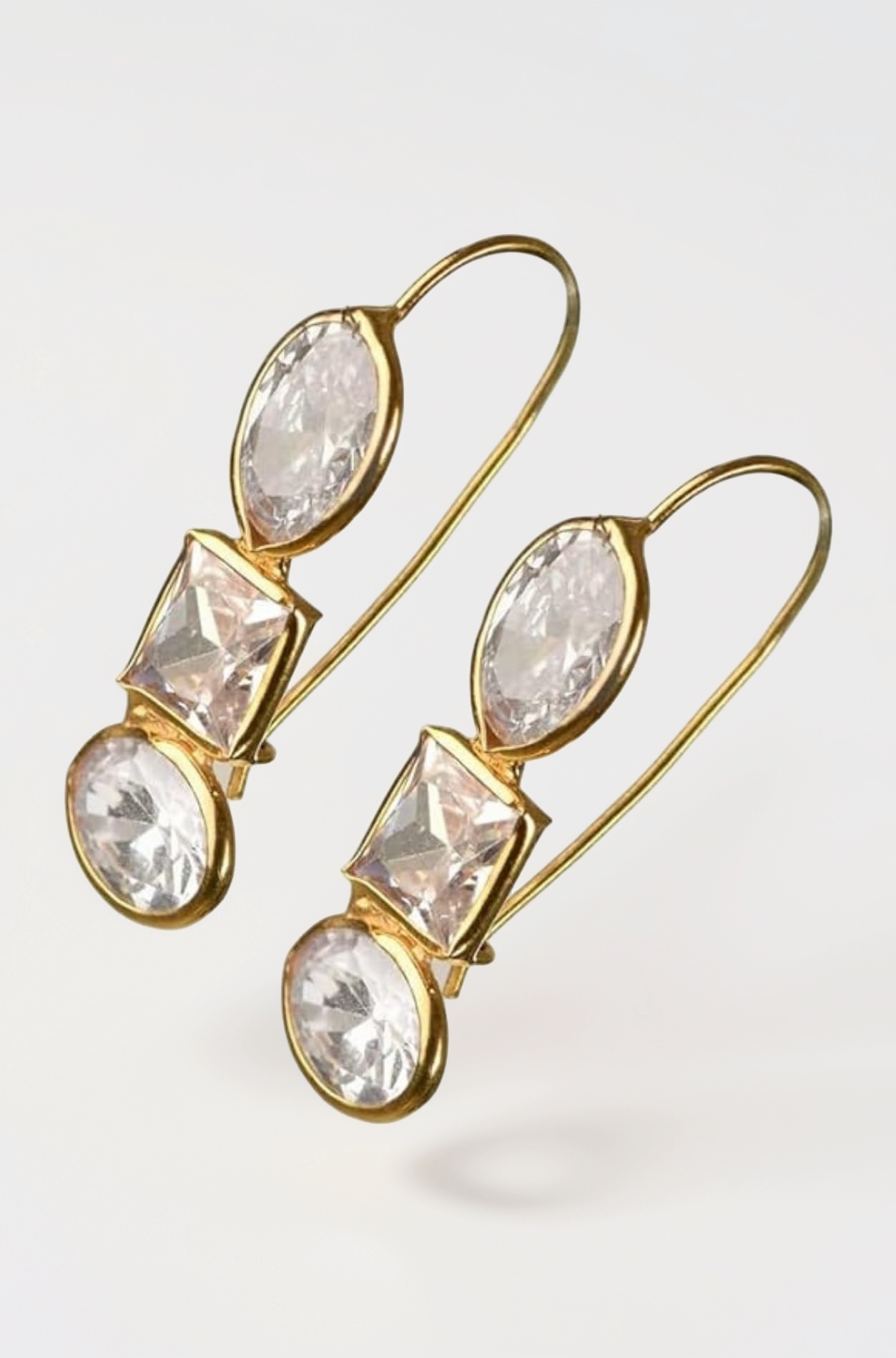 14k Hallmark Gold Snowdrop Earrings for Girls & Women (White Polki Stones) BIS Hallmark Certified Gold Jewellery