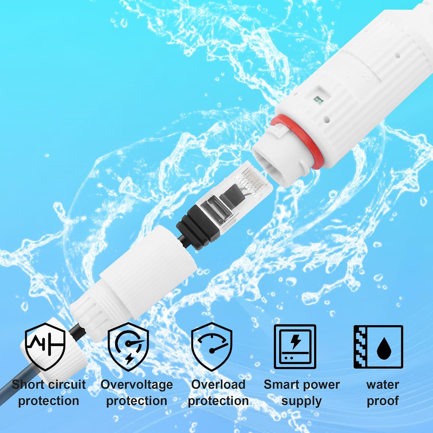 POE to USB C Power Converter (Power Only,No Data) | Ethernet to Type-C 5V 2.4A 12W Charging Adapter, IP65 Waterproof for Cams/Tablets, 802.3af/at, Power Only (No Data)